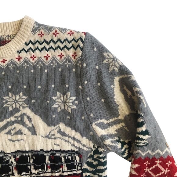 Volkswagen VW Bus Camper Van Ugly Christmas Xmas Sweater Red Grey Snowman Size S - Picture 4 of 16